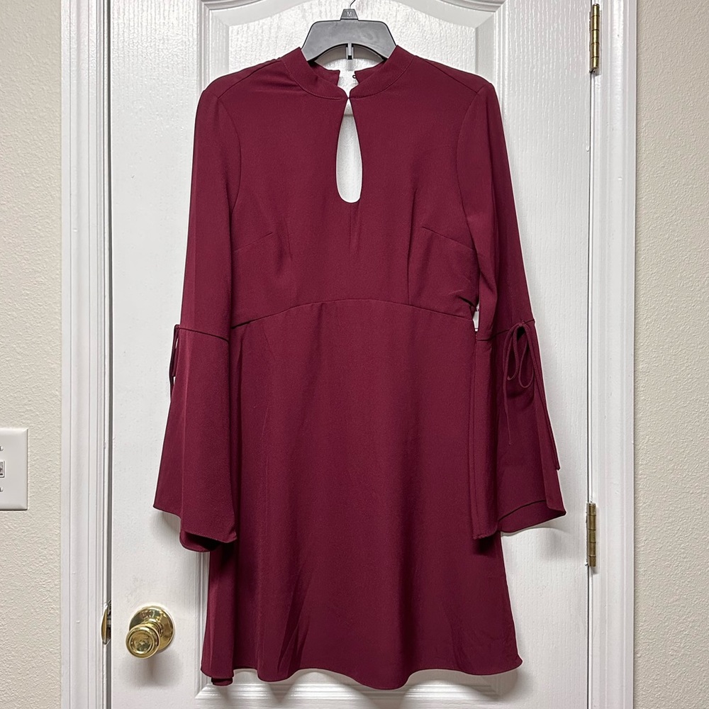 Maroon Keyhole Bell sleeve dress